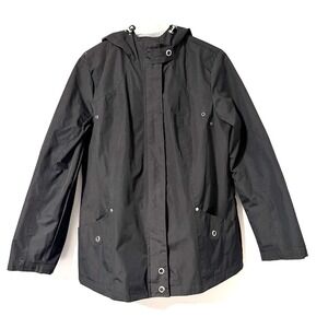 Laura Scott Women's Windbreaker Jacket Rain Coat Long Sleeved Black‎ Size L